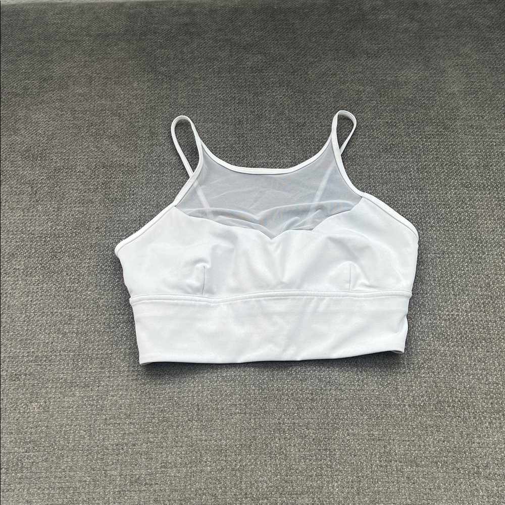 lululemon athletica White Mesh Yoke Crop Top